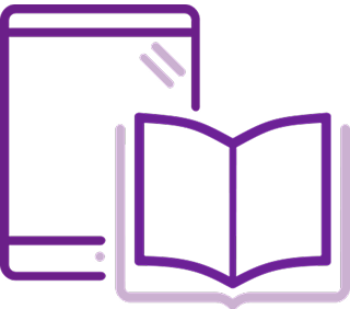 Icono de una tableta y un libro abierto