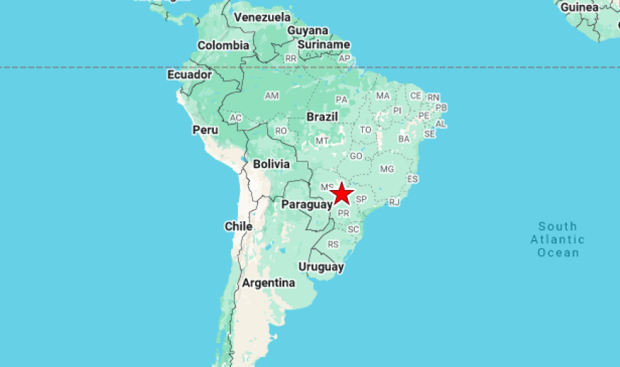 Mapa de América del Sur con un marcador de ubicación